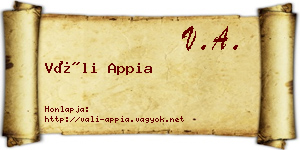 Váli Appia névjegykártya